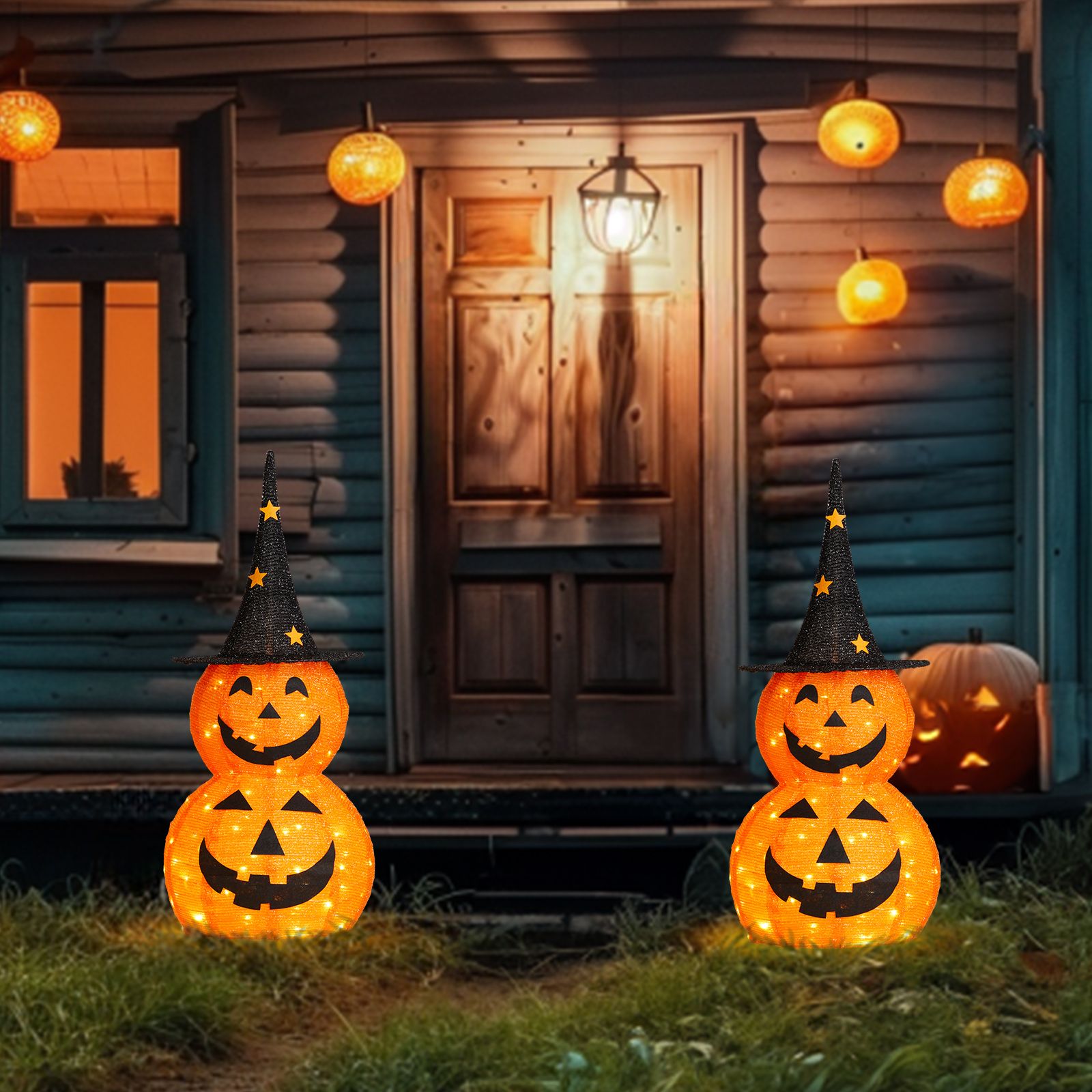 3ft Halloween Pumpkin Decorations with 150 LED Lights - Collapsible & Energy Efficient by Doba