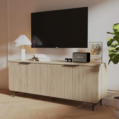 Elegant 68-Inch Oak Sideboard Buffet Cabinet with 4 Doors - Spacious Storage Solution for Your Living Room and Dining Room by Doba