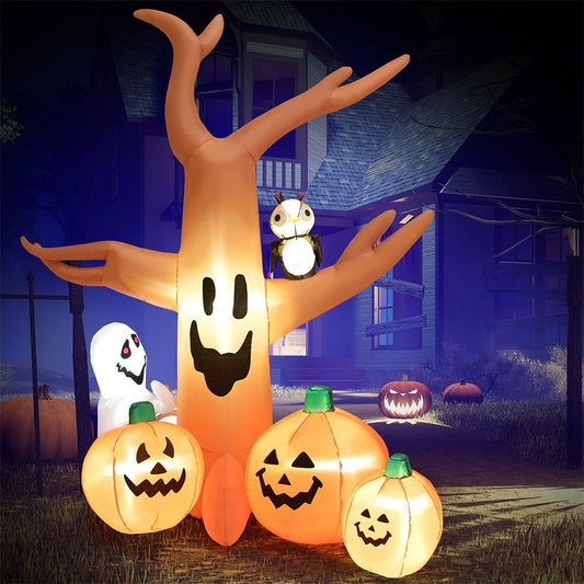 8-Foot Airblown Halloween Inflatable Dead Tree with Colorful LED Lights by Doba