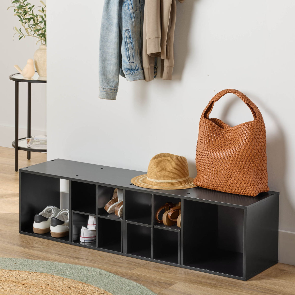 Modern Black 4 Cube Vertical Storage Organizer for Efficient Home Use by Doba
