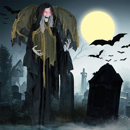 8-Foot Light-Up Halloween Witch with Animated Wings and Glowing Eyes by Doba
