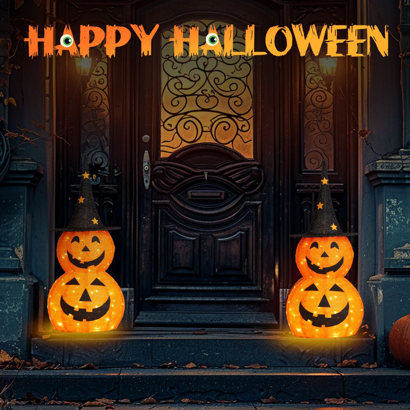 3ft Halloween Pumpkin Decorations with 150 LED Lights - Collapsible & Energy Efficient by Doba
