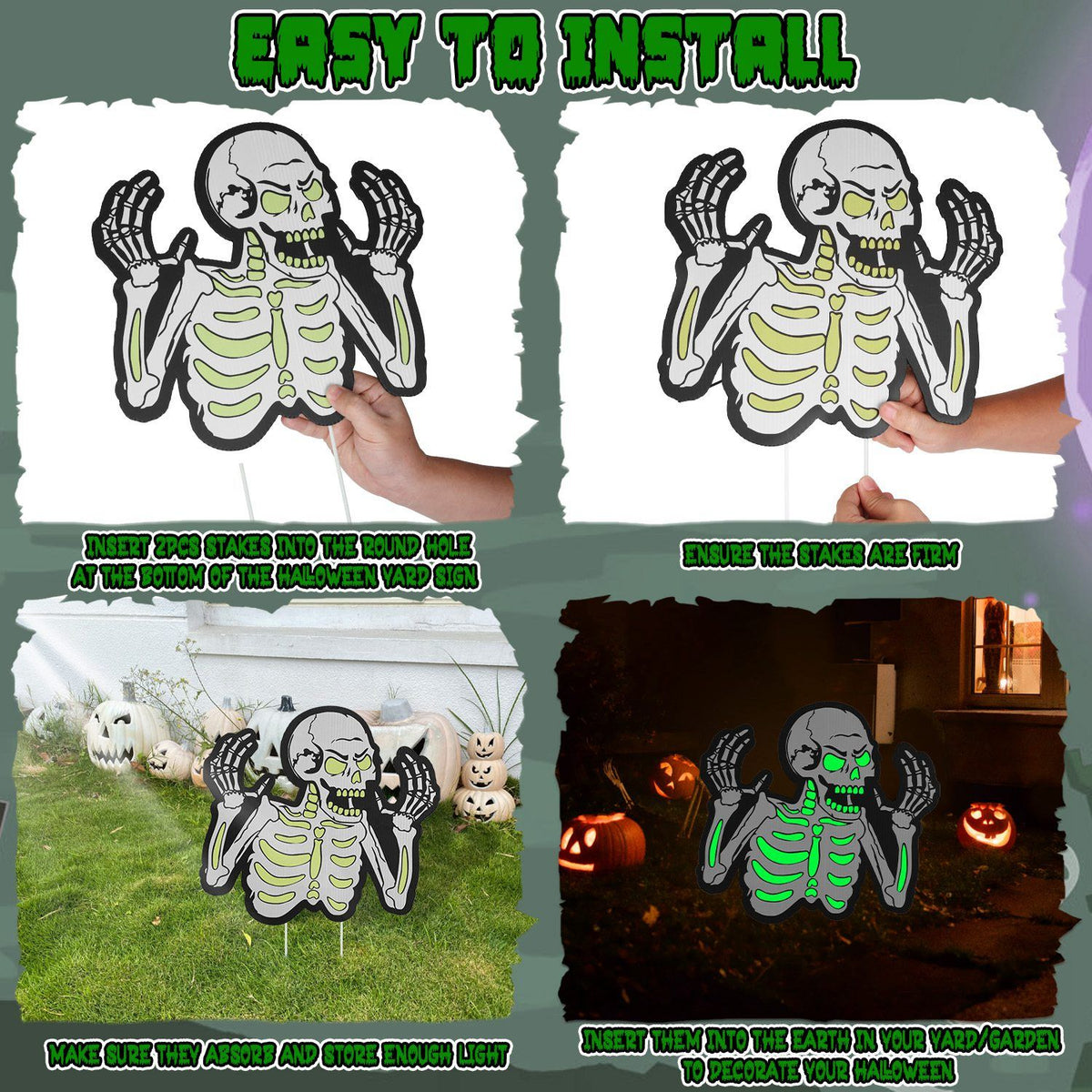 Spooky Skeleton Yard Sign for Halloween Parties and Decorations by Doba