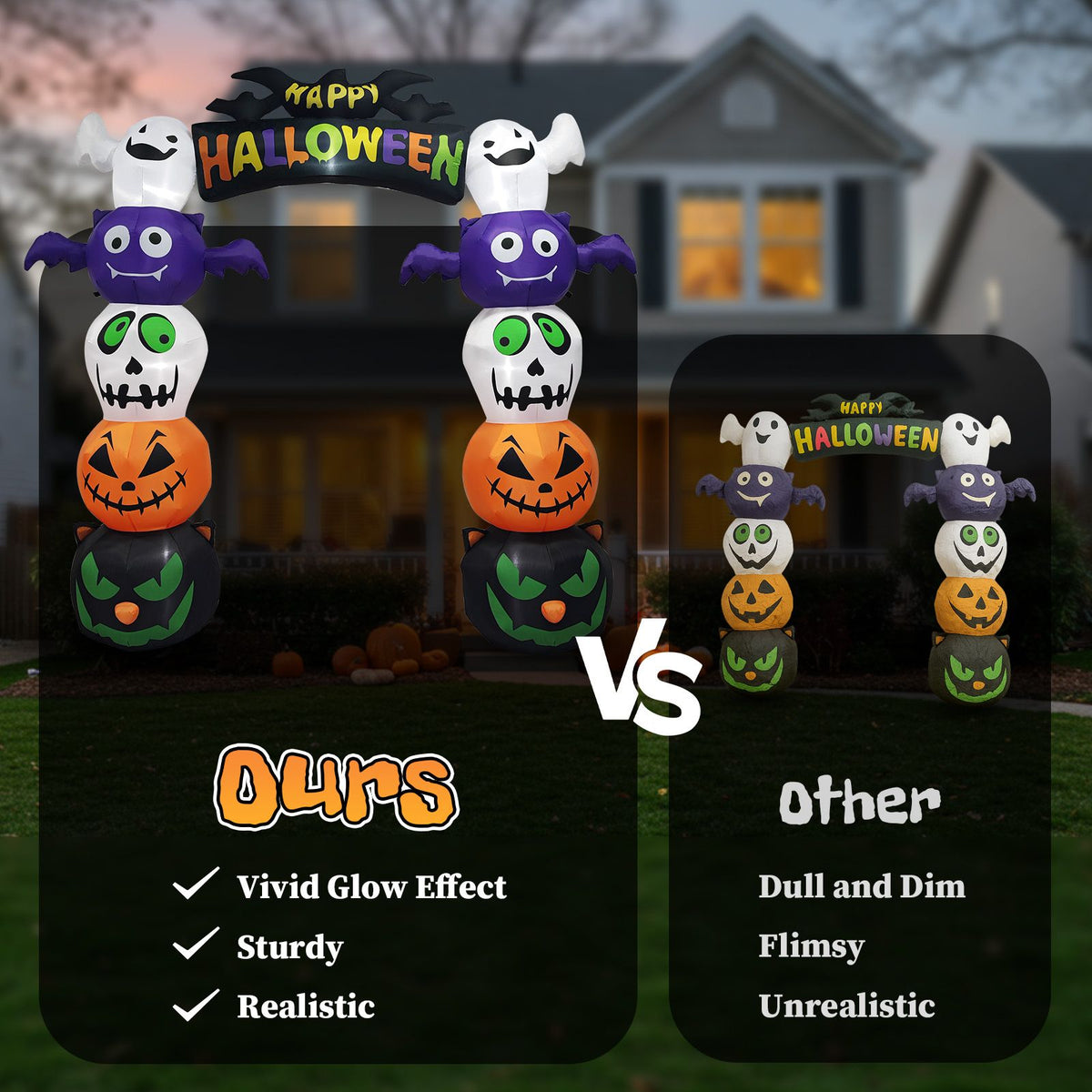 Giant LED Pumpkin Archway - Halloween Inflatables for Outdoor Cheers by Doba