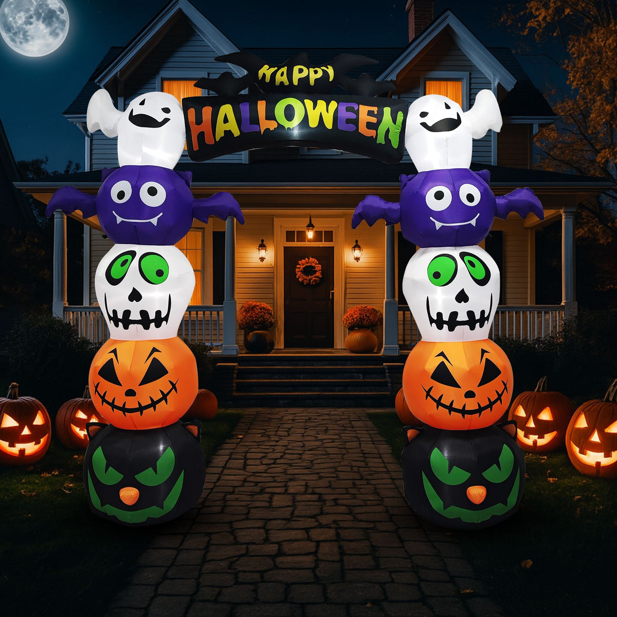 Giant LED Pumpkin Archway - Halloween Inflatables for Outdoor Cheers by Doba