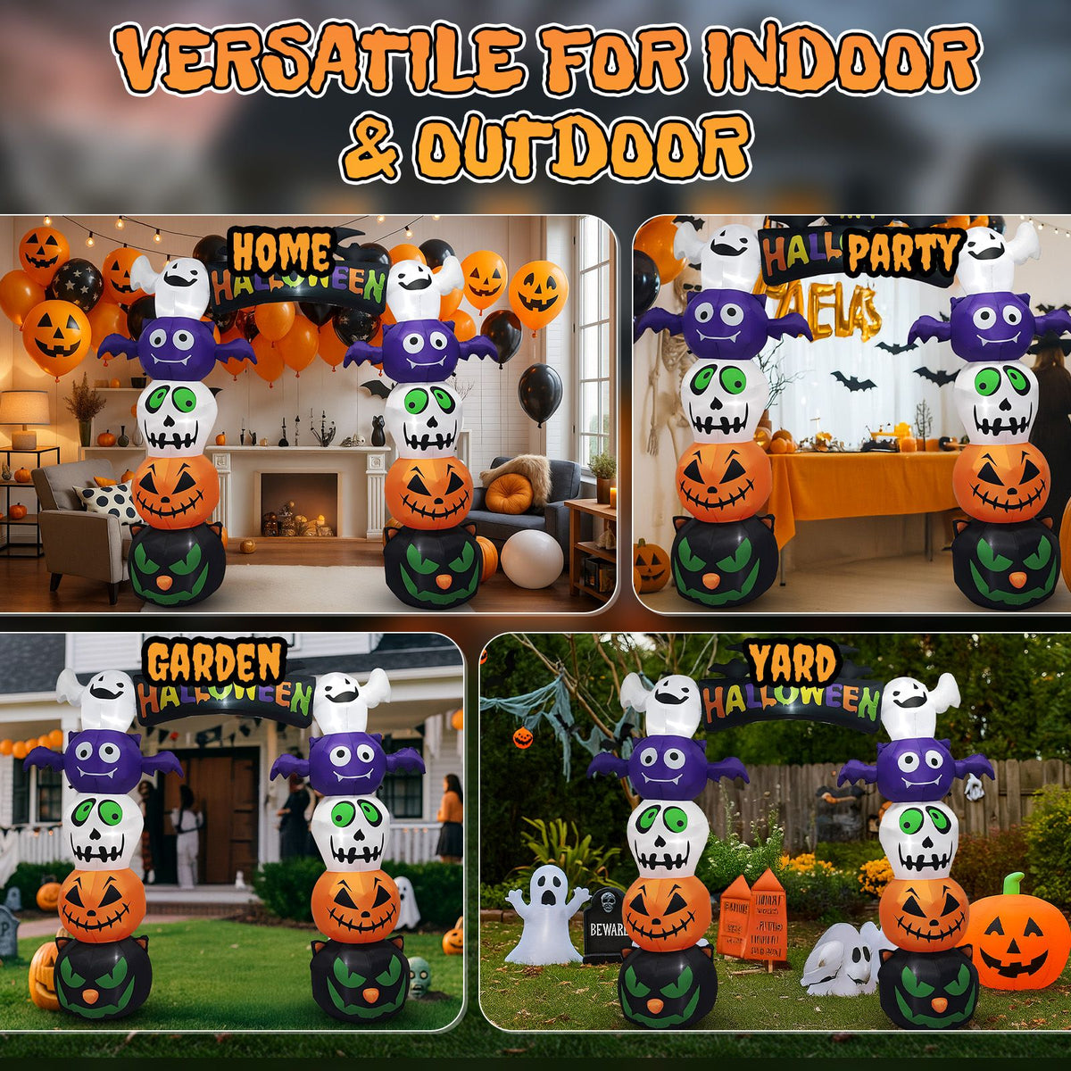 Giant LED Pumpkin Archway - Halloween Inflatables for Outdoor Cheers by Doba