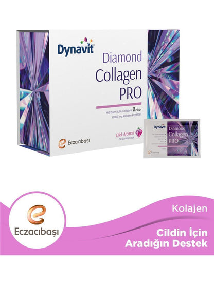 Dynavit Diamond Collagen Pro 30 Sachets - Premium Collagen Supplement with Hyaluronic Acid & Vitamin C for Skin Hydration and Anti-Aging by Beauty Care Bag