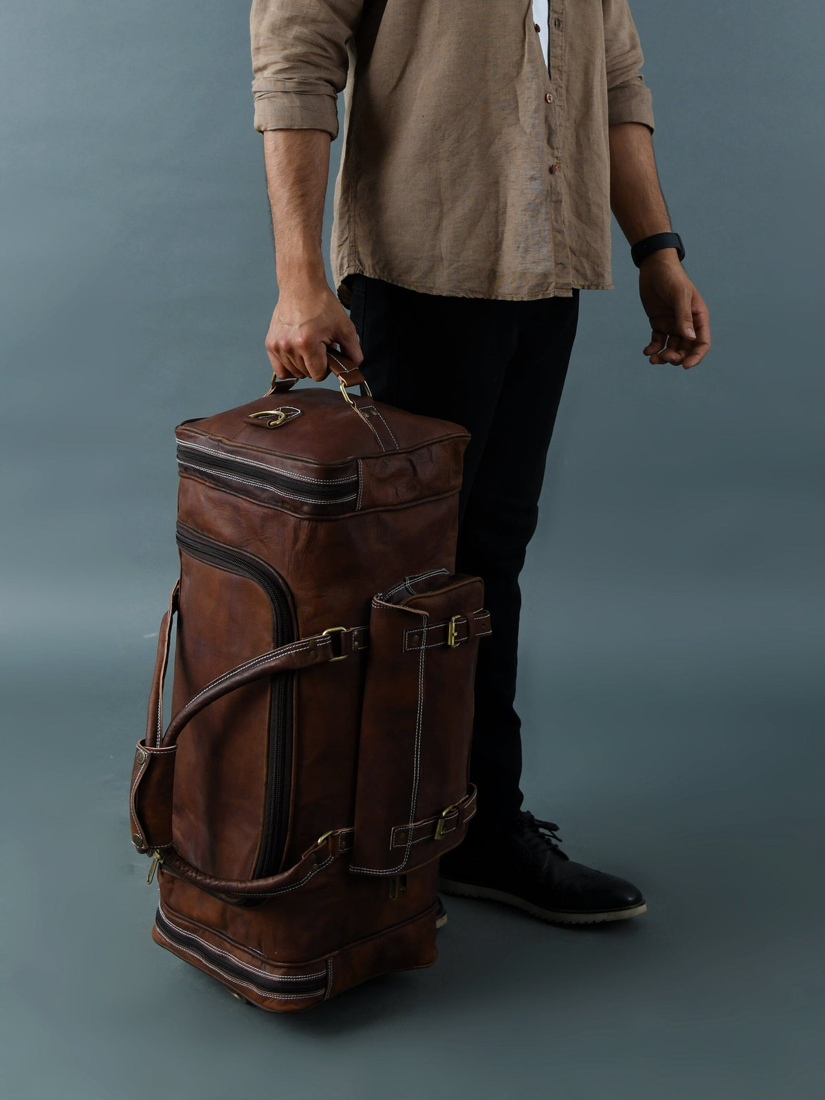 Walker Leather Weekender Bag + Free Toiletry by Classy Leather Bags