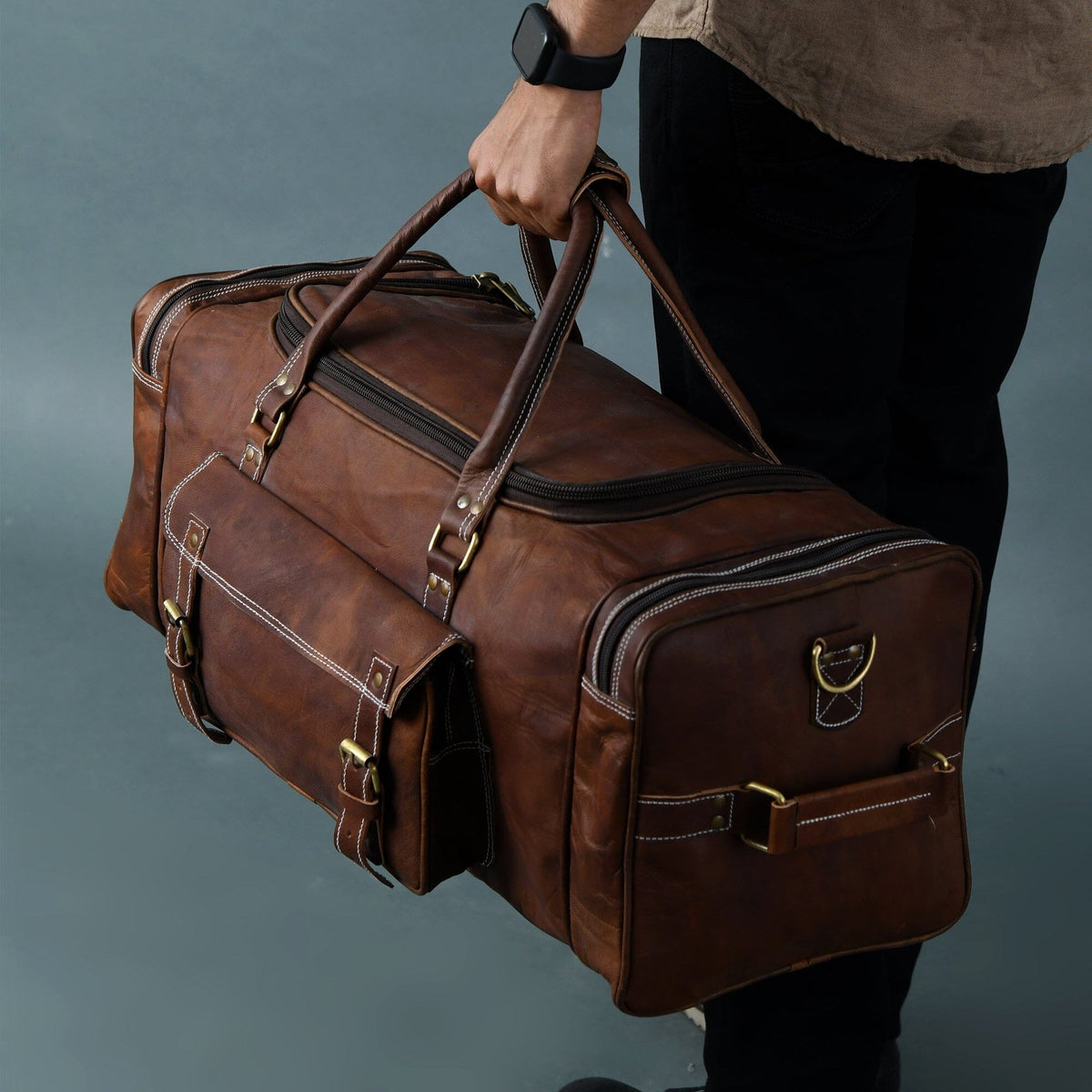 Walker Leather Weekender Bag + Free Toiletry by Classy Leather Bags