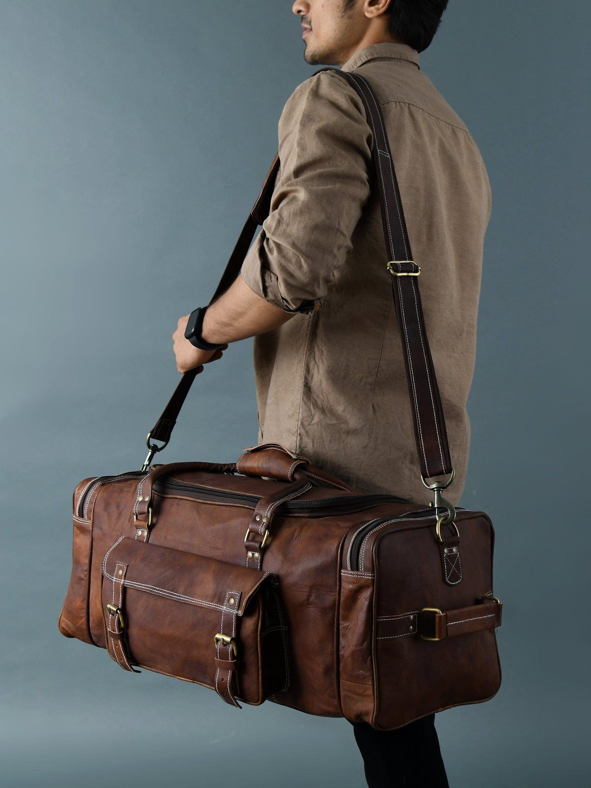 Walker Leather Weekender Bag + Free Toiletry by Classy Leather Bags