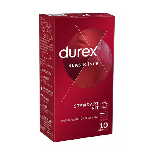 Durex Classic Thin Condoms for Natural Feel 10-Pack by Beauty Care Bag