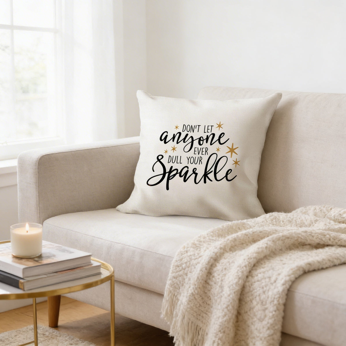 Throw Pillow Gift - Motivational Pillow Cover With Black & Gold Quote, Twill Canvas by Joyful Moose
