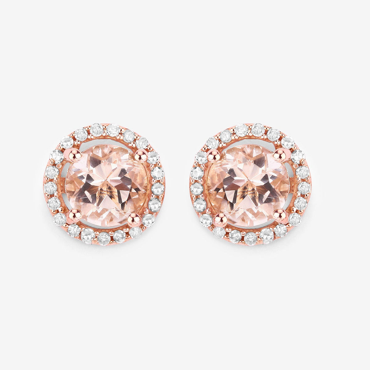 Avera Group 0.93 ct morganite and white diamond earrings in 14K rose gold