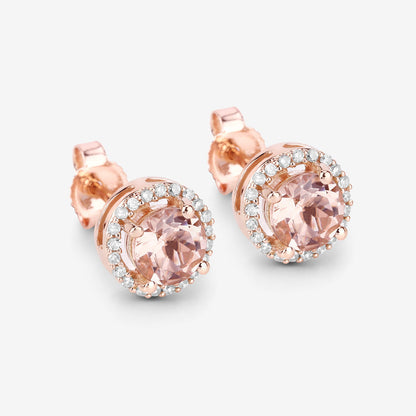 Avera Group 0.93 ct morganite and white diamond earrings in 14K rose gold
