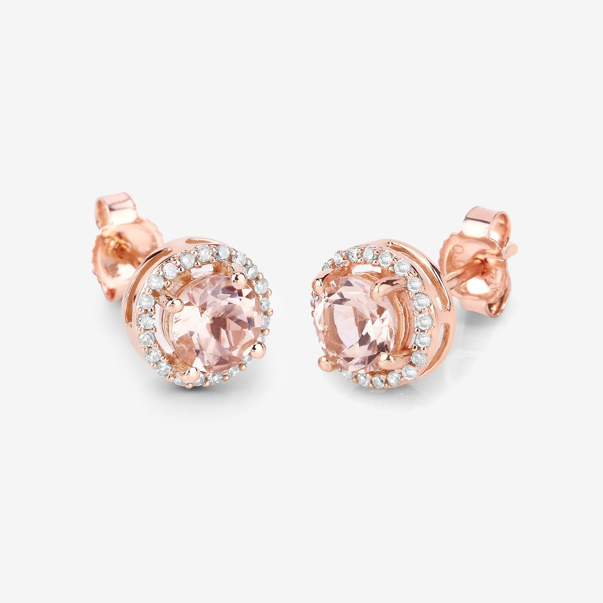 Avera Group 0.93 ct morganite and white diamond earrings in 14K rose gold