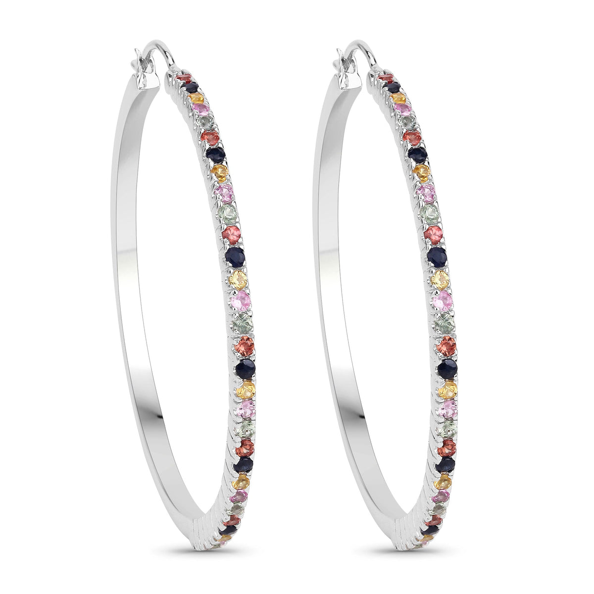 2.24 carat multi-color sapphire sterling silver earrings by Avera Group