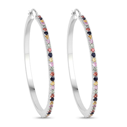 2.24 carat multi-color sapphire sterling silver earrings by Avera Group