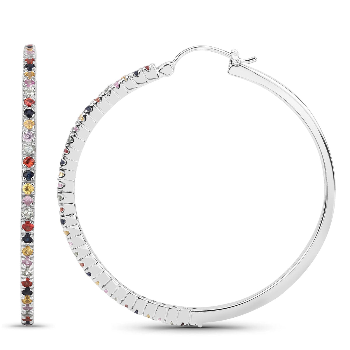 2.24 carat multi-color sapphire sterling silver earrings by Avera Group, view 2
