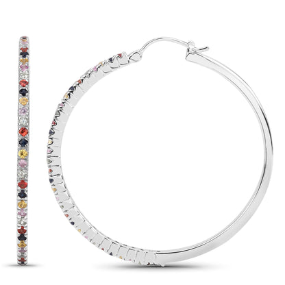 2.24 carat multi-color sapphire sterling silver earrings by Avera Group, view 2