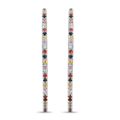 2.24 carat multi-color sapphire sterling silver earrings by Avera Group, view 3