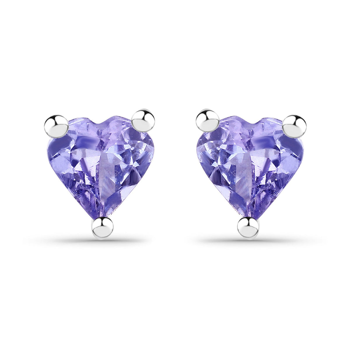 Avera Group 0.90 ct heart-shaped tanzanite earrings in .925 sterling silver
