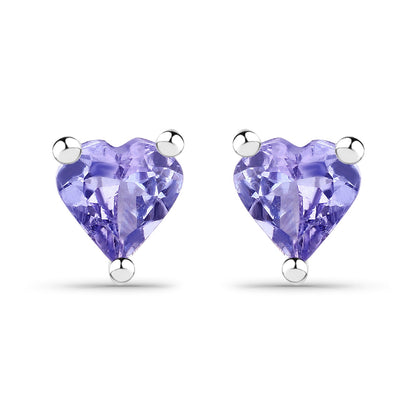 Avera Group 0.90 ct heart-shaped tanzanite earrings in .925 sterling silver