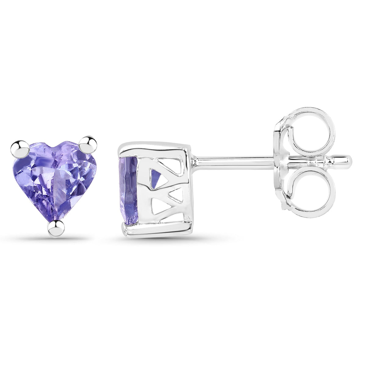 Avera Group 0.90 ct heart-shaped tanzanite earrings in .925 sterling silver