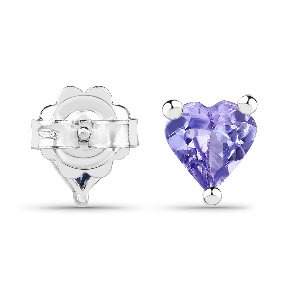 Avera Group 0.90 ct heart-shaped tanzanite earrings in .925 sterling silver