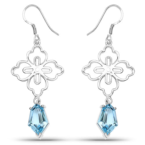 12.82 ct Swiss blue topaz sterling silver earrings, Avera Group