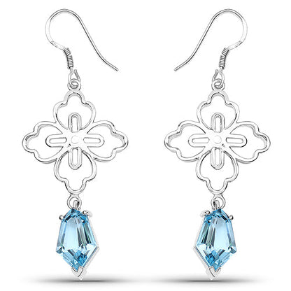 12.82 ct Swiss blue topaz sterling silver earrings, Avera Group
