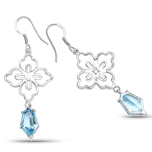 12.82 ct Swiss blue topaz sterling silver earrings, Avera Group, view 2