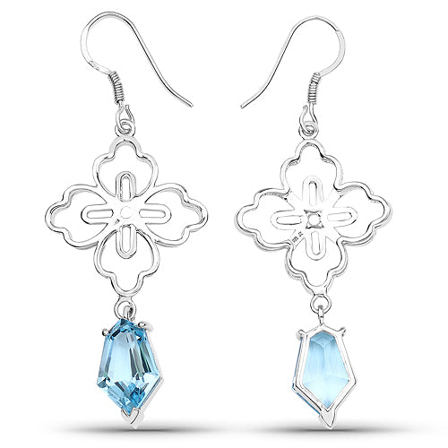 12.82 ct Swiss blue topaz sterling silver earrings, Avera Group, view 3