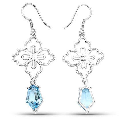 12.82 ct Swiss blue topaz sterling silver earrings, Avera Group, view 3