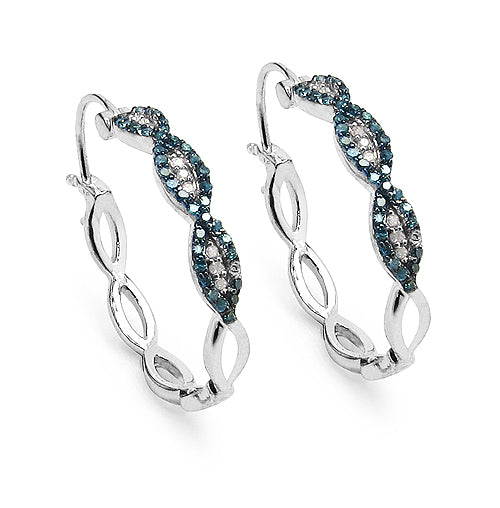 Avera Group 0.52 ct blue and white diamond earrings in .925 sterling silver