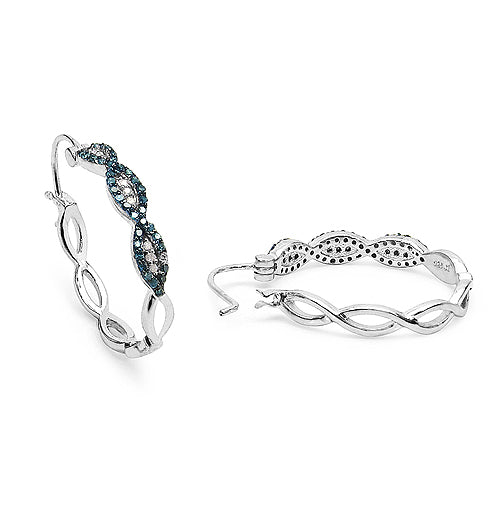 Avera Group 0.52 ct blue and white diamond earrings in .925 sterling silver