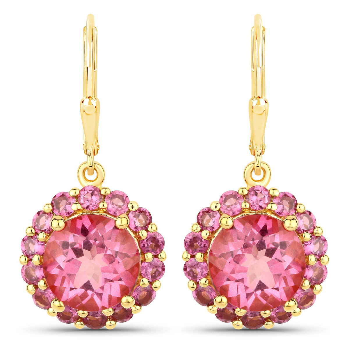 Avera Group 10.74 ct pink topaz and rhodolite garnet earrings