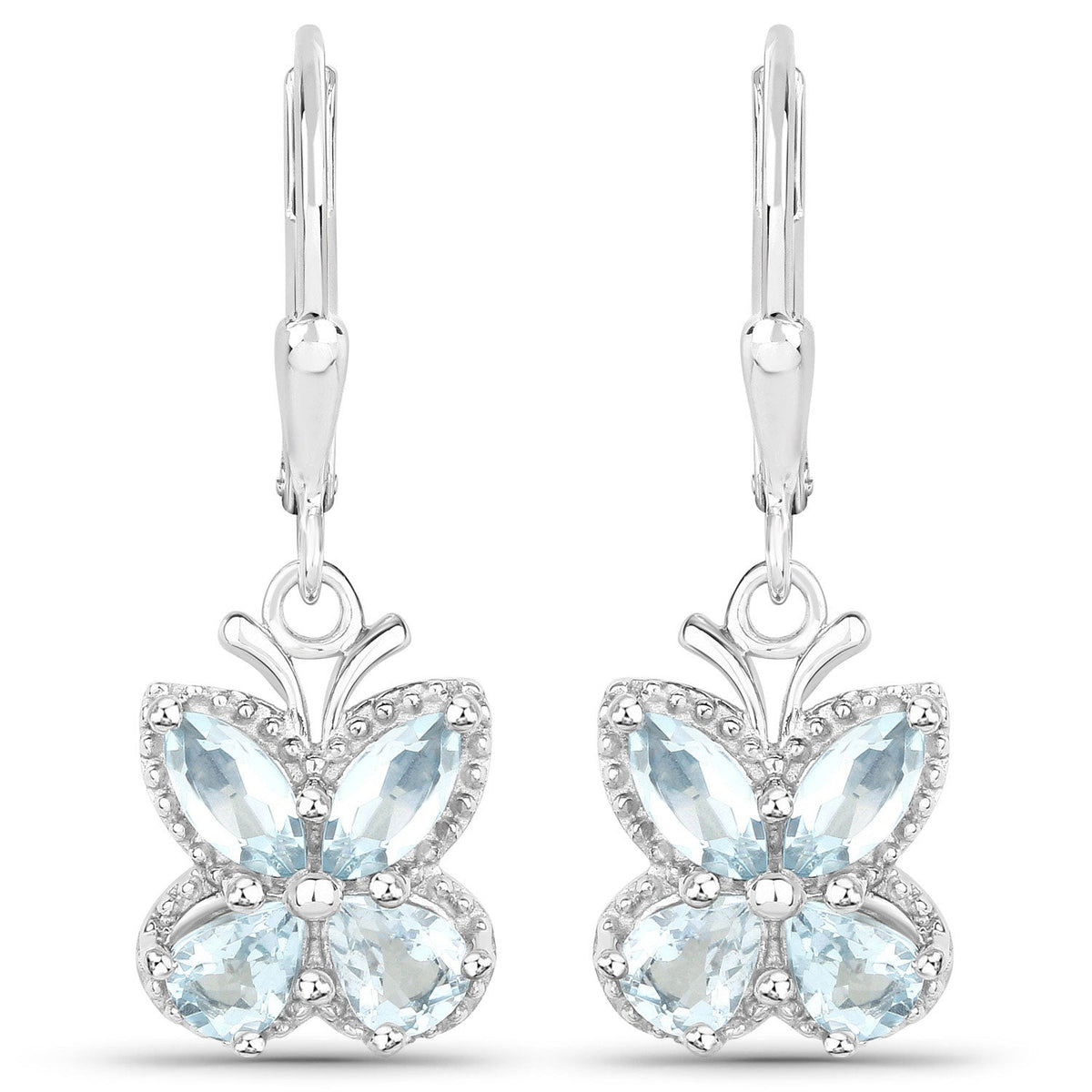 Avera Group 1.76 ct marquise and pear aquamarine earrings in .925 sterling silver