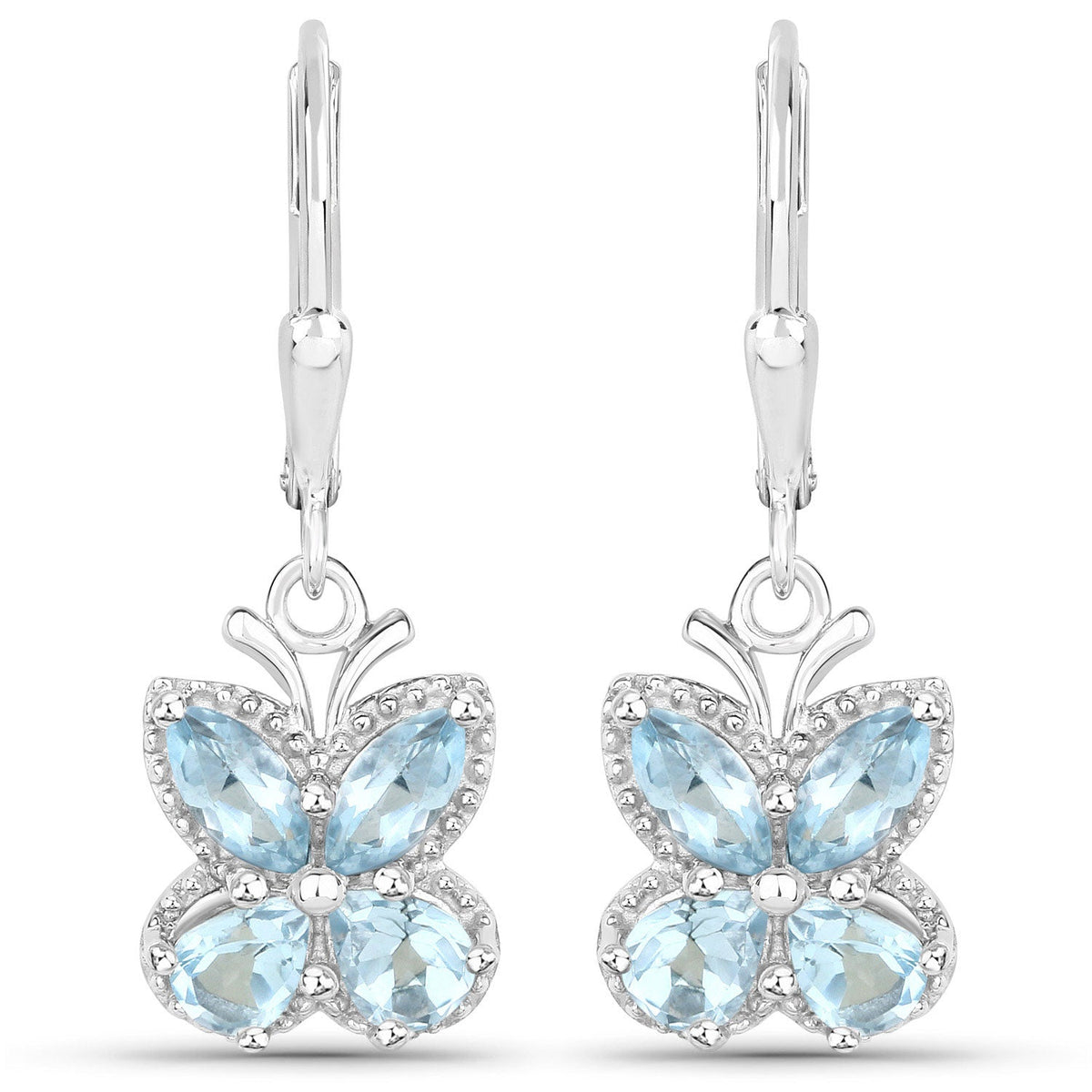 2.60 carat marquise and pear blue topaz sterling silver earrings by Avera Group