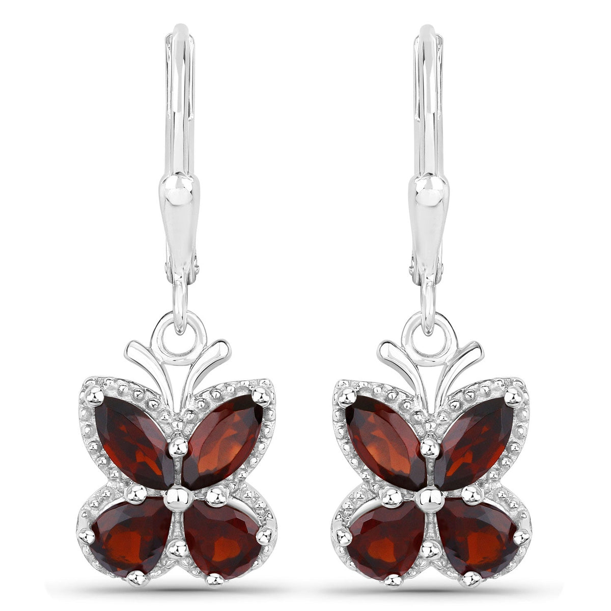 2.60 carat marquise and pear garnet sterling silver earrings by Avera Group