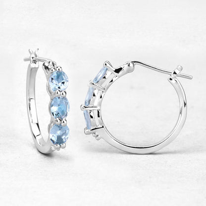 Avera Group 1.75 ct oval aquamarine and white diamond earrings in .925 sterling silver, view 3