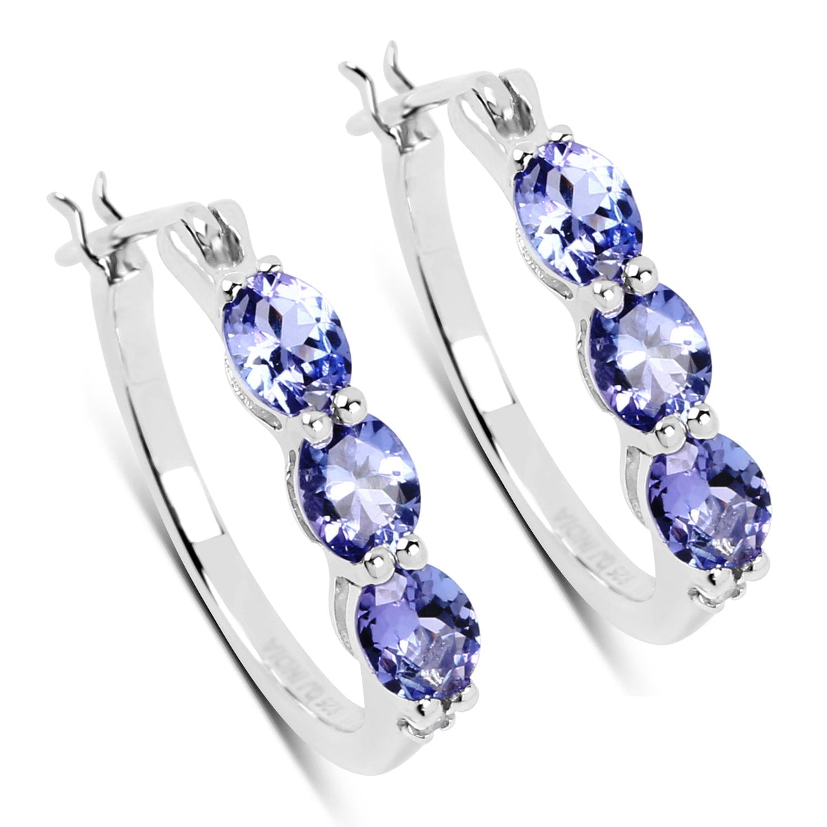 Avera Group 1.99 ct oval tanzanite and white diamond earrings in .925 sterling silver