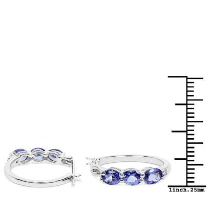 Avera Group 1.99 ct oval tanzanite and white diamond earrings in .925 sterling silver, view 3