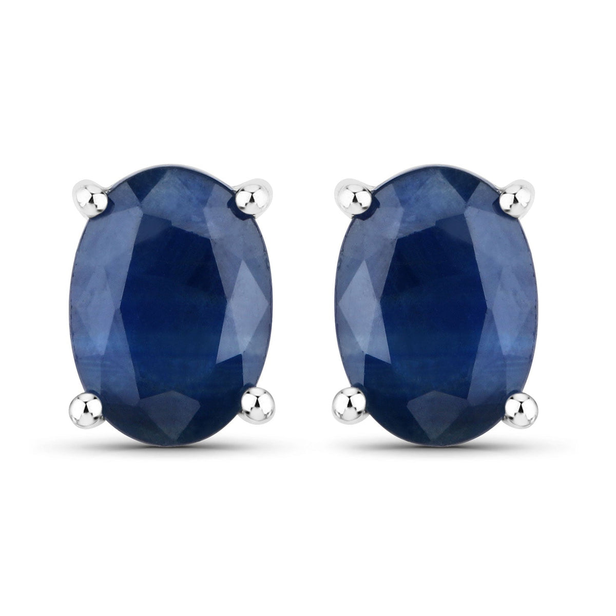 Avera Group 1.90 ct oval blue sapphire earrings in 14K white gold