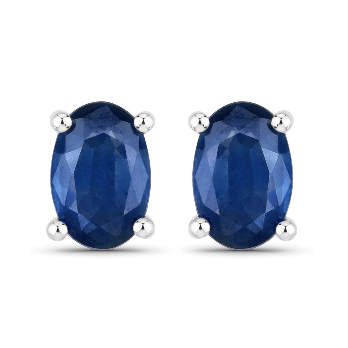 Avera Group 1.04 ct oval blue sapphire earrings in 14K white gold