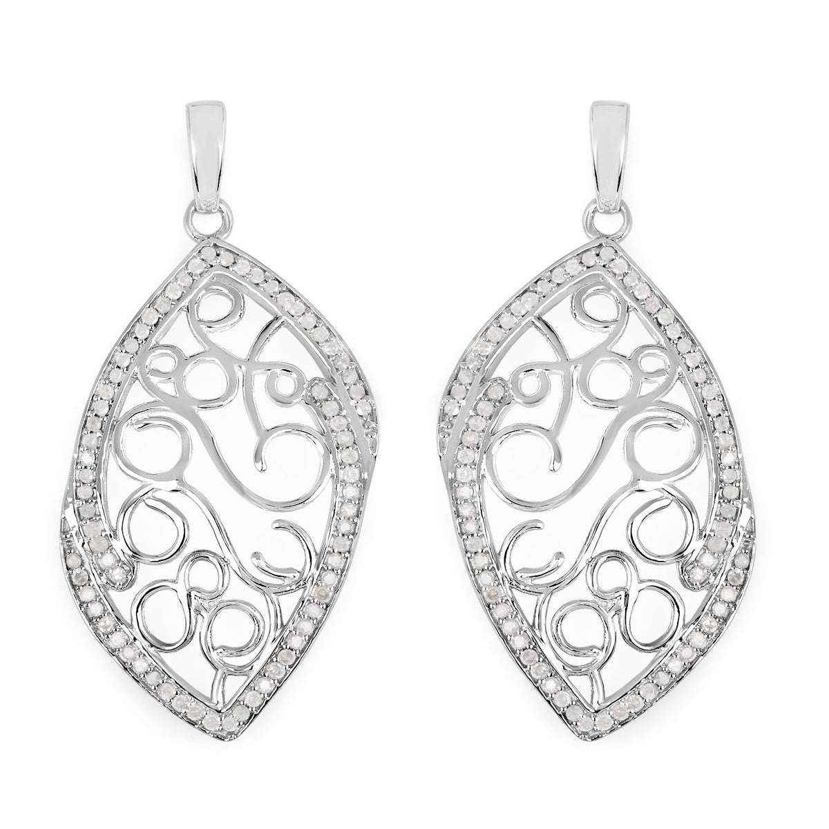 Avera Group 0.73 ct genuine white diamond earrings in .925 sterling silver