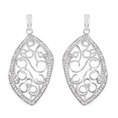 Avera Group 0.73 ct genuine white diamond earrings in .925 sterling silver