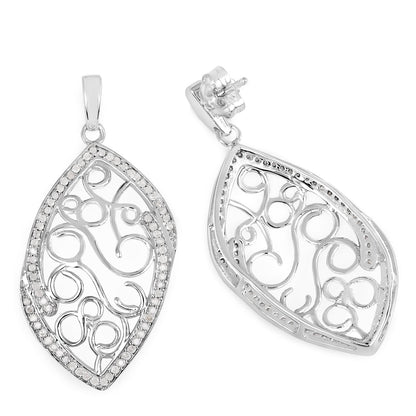 Avera Group 0.73 ct genuine white diamond earrings in .925 sterling silver