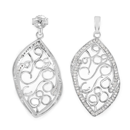 Avera Group 0.73 ct genuine white diamond earrings in .925 sterling silver
