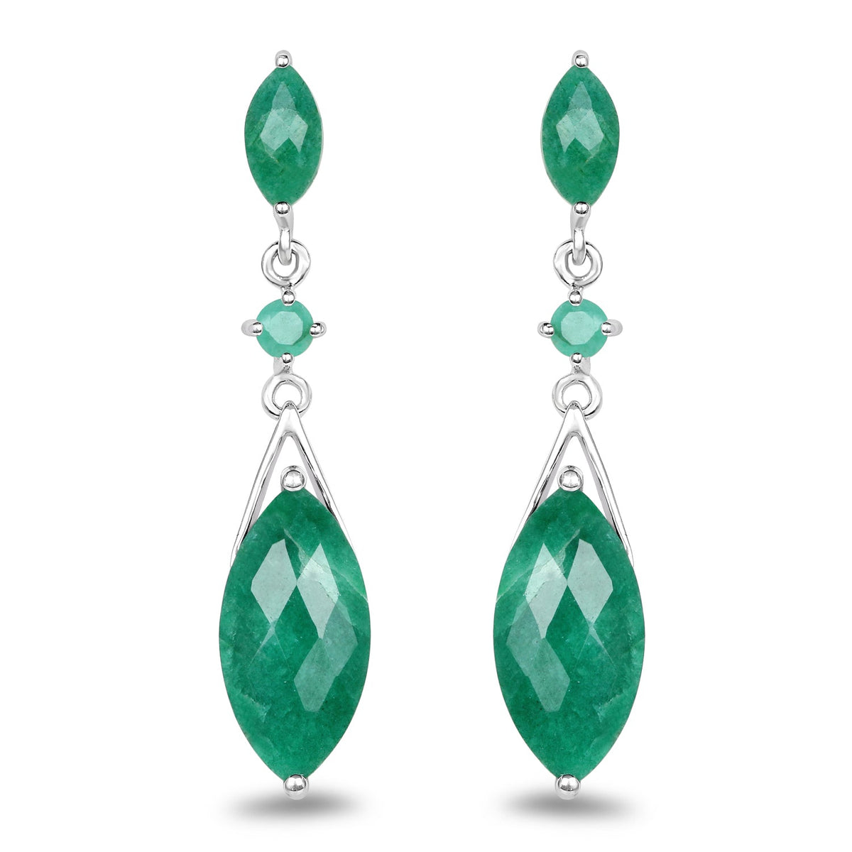 8.52 ct dyed emerald and emerald .925 sterling silver earrings by Avera Group