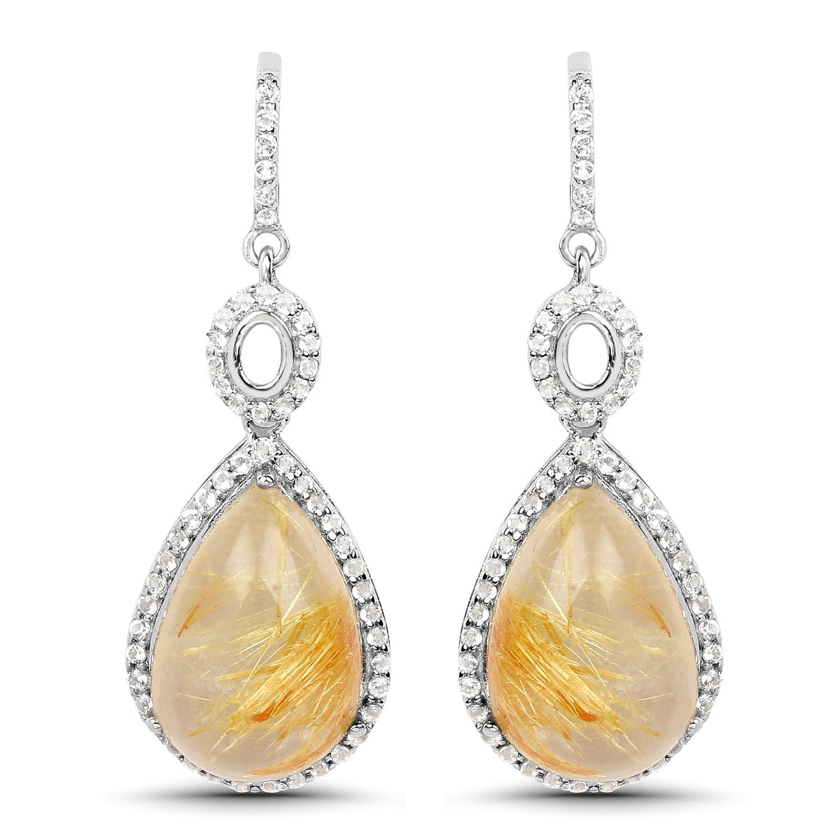 Avera Group 10.04 ct golden rutile and white topaz earrings in sterling silver